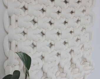 Large Rope Macrame Wall Hanging - 75cm x 145cm. Stunning Minimalist Fibre Art.