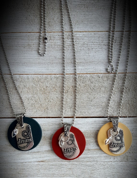 Vintage Poker Chip Necklace with Charm and Swarovski Crystal Etsy