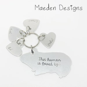 This human is loved by.. Guinea Pig Keyring . Personalised Guinea Pig keyring. Gift, animal, owner.