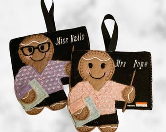 Teacher Gingerbread Lady Gingerbread man hanging decoration Christmas gift