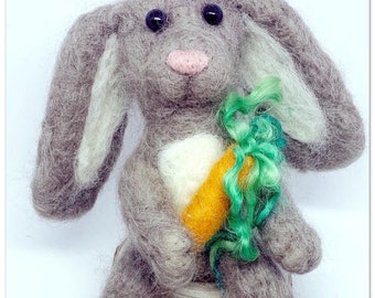 Needle Felted Bunny with Carrot