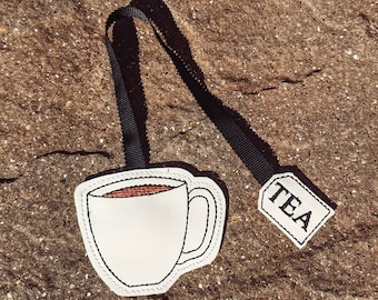 Marcador de taza de té, bolsa de té, marcador bordado