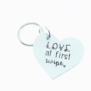 Love at first swipe, dating website, dating app, couples keyring gift