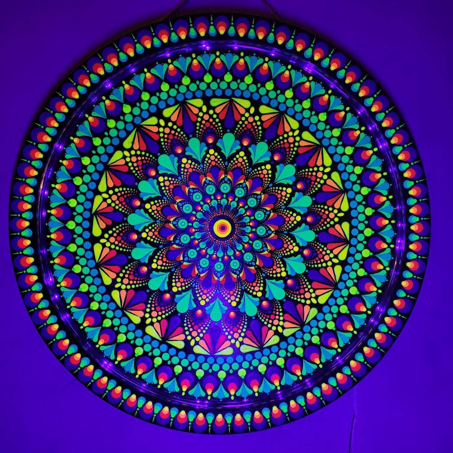 Black Light Mandala Art Painting 