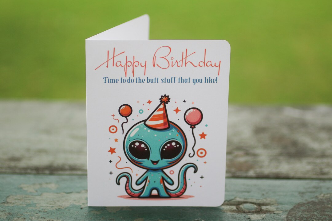 Alien Blank Birthday Card, Funny Birthday Card - Etsy