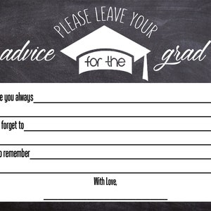 Words of wisdom Cards and Sign, Graduation Party Decor, Graduation Advice, Party Decorations, Wishes for the Graduate, Instant Download