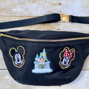 Fanny Pack with Patches, Large Belt Bag, Hype Bag, Character Bag, Parks Bag, Travel Bag, Disney Fanny Pack, Castle Bag, Crossbody