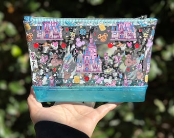 Clear Makeup Bag, Clear Toiletry Bag, Castle Makeup Bag, Travel Pouch, Clear Vinyl Bag, See Through Bag, Makeup Bag, Cinderella Castle Bag