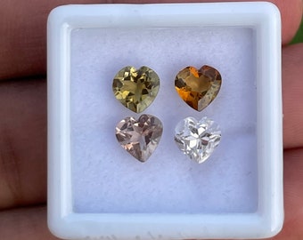 Naturlig turmalin lös ädelsten lätt inkluderad hjärtformad slipning, storlek 6 x 6 MM, vikt 3,00 ct, 4 st, turmalin ädelstensmycken