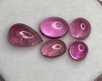 Lot de 5 cabochons de tourmaline rose en forme de mélange, taille 5,5 à 9,4 mm, 5,55 cts, incroyable pierre précieuse de tourmaline pour la fabrication de bijoux de haute qualité.