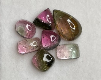 Bio Turmalina Gemstone Cabochão Mix Forma 7 Peças, Tamanho 6 a 11 MM, 7,80 Cts Incrível Pedra Preciosa Cabochão Turmalina para Fabricação de Alta Joalheria.