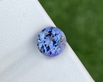 Piedra preciosa suelta de tanzanita natural, forma redonda, ligeramente incluida, peso 1,80 cts, tamaño 7,4 x 7,3 x 4,9 MM, piedra preciosa de tanzanita para joyería.