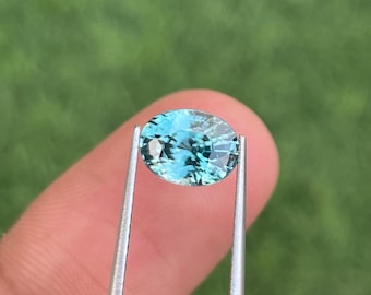 Natural Cambodian Blue Zircon Loose Gemstone, Oval Shape, Slightly Included, Weight 2.15 Cts, Size 8 x 6 x 4.7 MM, Zircon for Jewelry Making