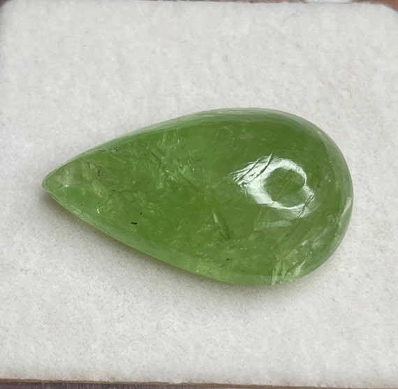 Natural Tsavorite Green Garnet Loose Gemstone Cabochon, Pear Shape, Weight 19.70 Cts, Size 23 x 14.5 MM, Green Garnet For Jewelry Making.