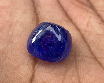 Naturlig tanzanit, lös ädelsten, djupblå sockerlimpa, cabochon, storlek 14,5 x 14,4 x 11,3 MM, vikt 19,00 ct. tanzanit för smycken.