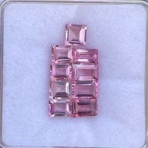 Natural Pink Tourmaline Loose Gemstone Loupe Clean Emerald Cut Shape, Size 3 x 5.5 to 6 x 4 MM, Weight 5.00 Cts, 9 Pcs Tourmaline Gemstone