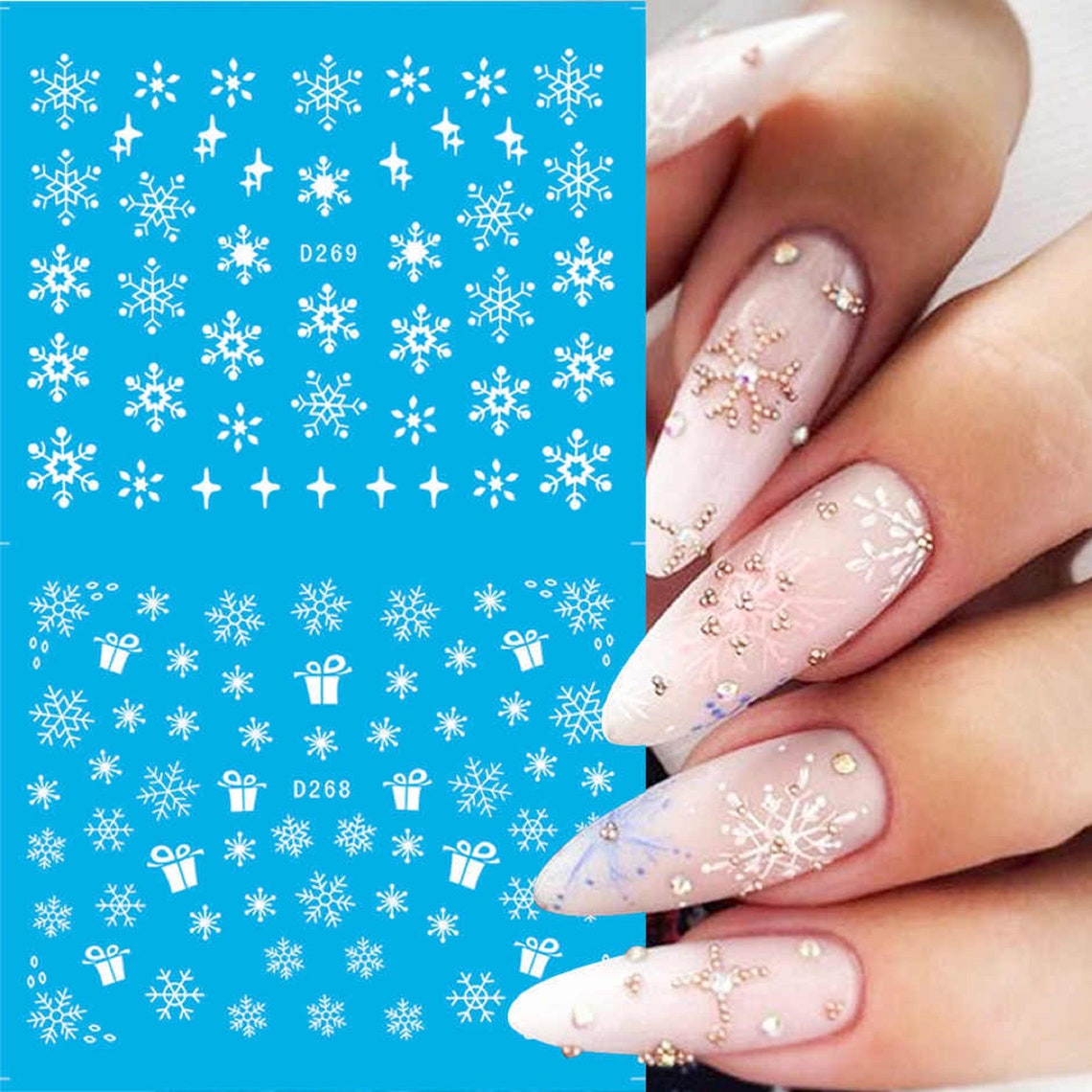 Nail Art Water Decals Stickers Christmas White Snowflakes - Etsy UK