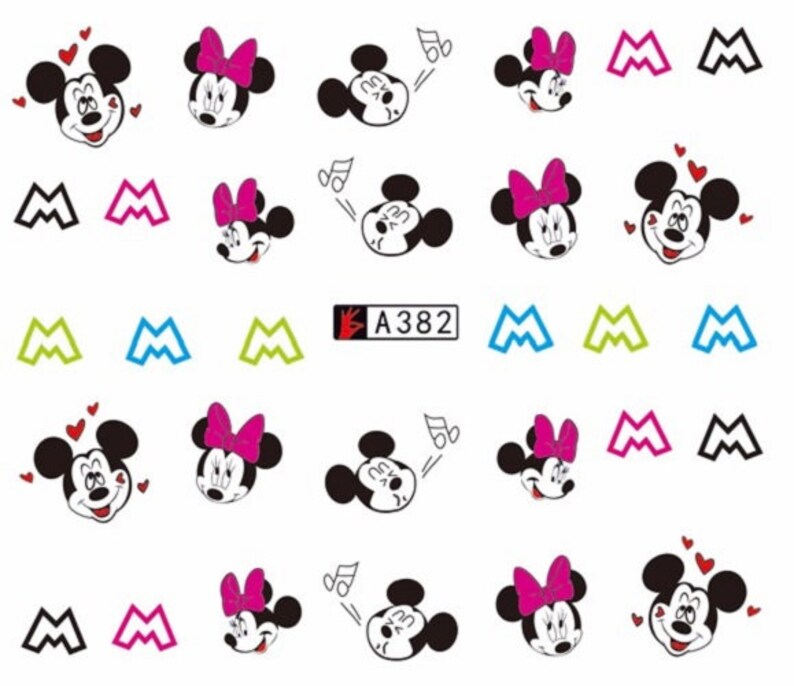 Nail Art Water Decals Stickers Transfers Disney Mickey Mouse Etsy