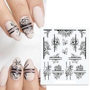 Nail Art Water Decals Transfers Flowers Floral Fern Butterflies Butterfly (X18)