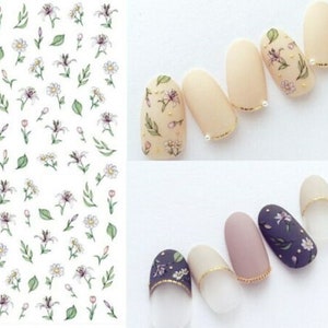 Nail Art Water Decals Stickers Transfers Spring Summer Water Effect Pretty Yellow Red  Flowers Floral Tulips Leaf Petals Daisy (505)