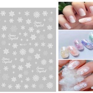 Nail Art Stickers Transfers Christmas Snowflakes Snow Balls Snow Crystals Reindeers Snowman Christmas Trees Lace Baubles Santa Sleigh Holly