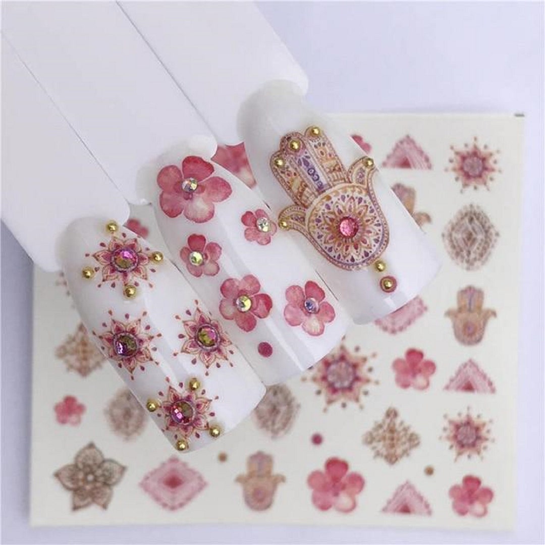 Nail Art Water Decals Stickers - Tribal Necklace Gems Flowers Lace Designs (Style S778)