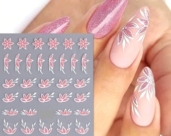 Nail Art Stickers Transfers Decals Glitter Flowers Floral Petals