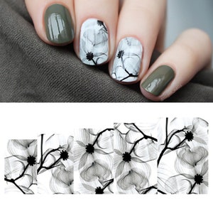 Nail Art Water Decals Stickers Transfers Flowers Lillies Daisies (S255)