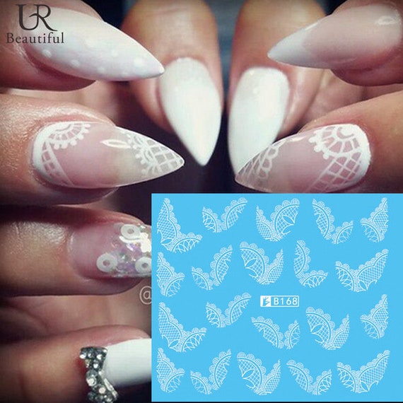 White lace nail decals Clearance