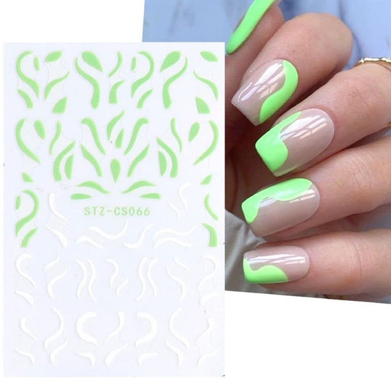 2sheets Geometric Pattern French Tip Nail Stickers French Nail Art