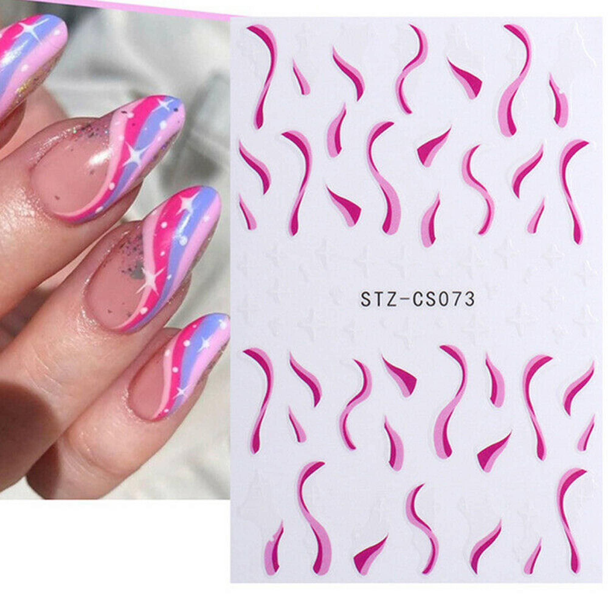 Nail Art Stickers Transfers Decals Neon Hot Pink White Purple - Etsy