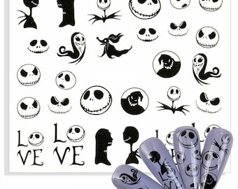 Nail Water Decals Transfers Halloween Halloween Scary Men Girl Pumpkin Skull Love Witch 3641