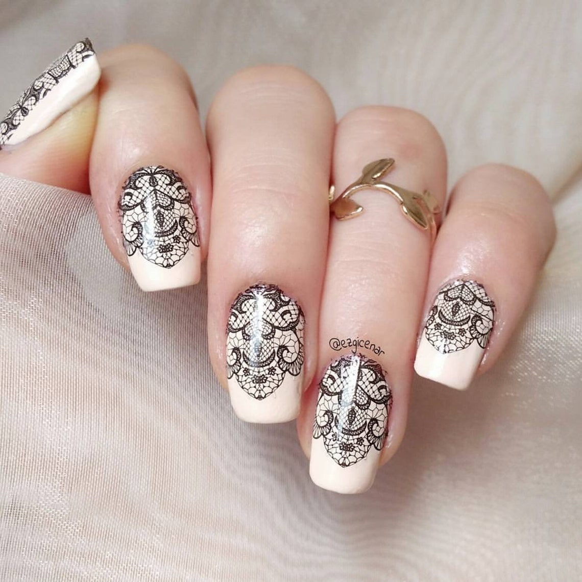 Nail Art Stickers Nail Water Decals Transfers Wraps Black Lace Etsy