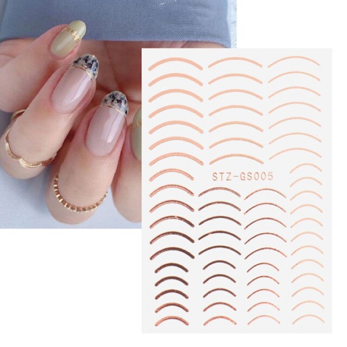 Nail Art Stickers Transfers Decals Metallic Rose Gold Lace - Etsy