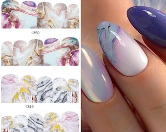 Nail Art Water Decals Stickers Transfers Decoration Marble Effect Marble Runs Swirls Ripples