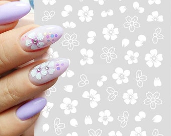 Nail Art Water Decals Stickers Transfers Spring Summer Flowers Floral Daisy Daisies Cherry Blossom (JO1868)