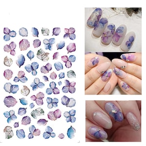 Nail Art Stickers Transfers Decals Pretty Purple Spring Summer Pretty Floral Flowers Tulips Petals Leaf  (R341)