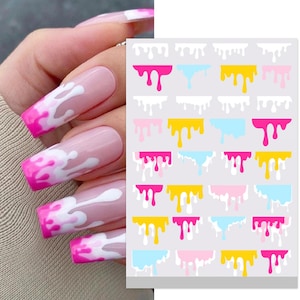 Nail Art Stickers Spring Summer Wavy Swirls Paint Spills Ice Cream Run (S012)