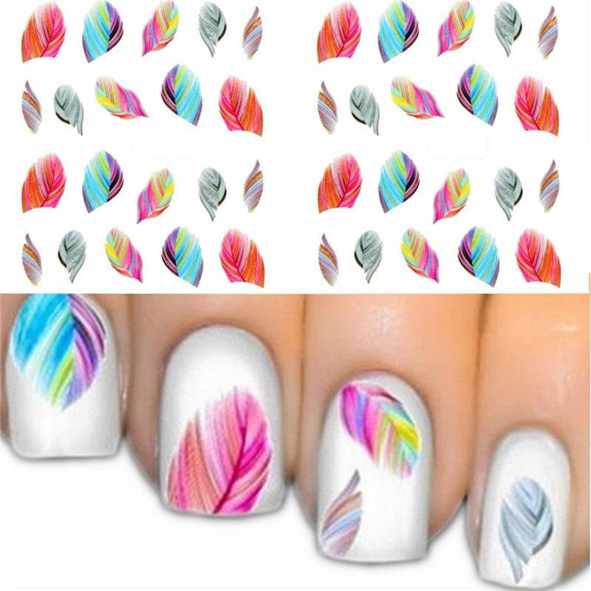 Nail Art Water Decals Stickers Transfers Rainbow Neon Feathers - Etsy New Zealand Nail Art Water Decals Stickers Transfers Rainbow Neon Feathers - Etsy New Zealand