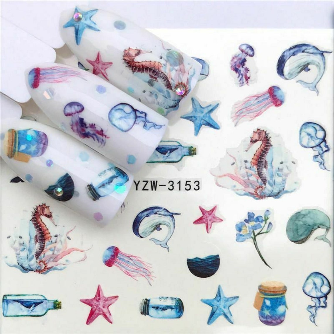 Nail Art Water Decals Transfers Stickers Spring Summer Beach | Etsy
