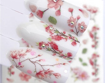 Nail Art Waterstickers Stickers Transfers Lente Zomerbloemen Blad Varen Kersenbloesem (3110)