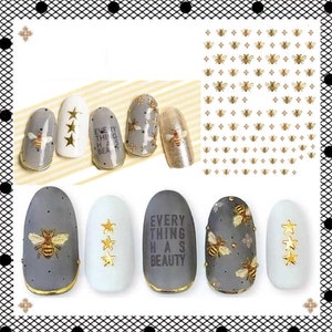 Nail Art Stickers Transfers Spring Summer Buzzing Bumble Bees Busy Bees Honey Bee (197)