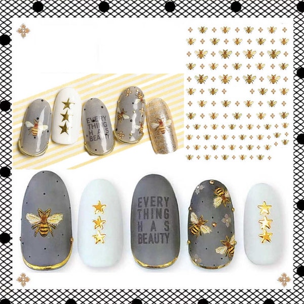 Nail Art Water Decals Stickers Transfers Lente Zomer Zoemende hommels Bezige bijen Honingbij (197)