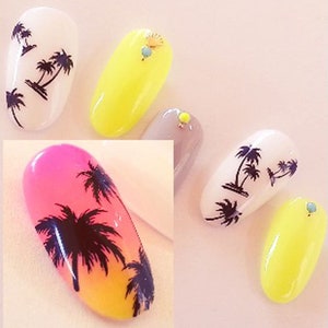 Nail Art Water Decals Transfers Stickers Summer Palm Trees Flamingo Beach Holidays Flowers (Y172)