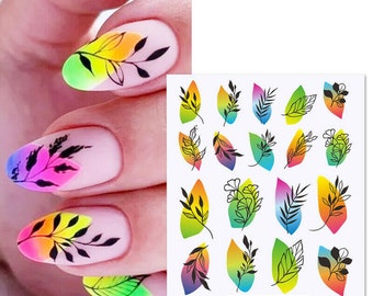 Nail Art Water Decals Stickers Transfers Spring Summer Flowers Leaf Fern (x107)