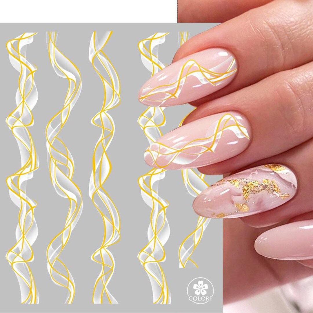 Nail Art Stickers - Wavy Swirls & Marble Effect Runs - 3D Lace Design (CS201)
