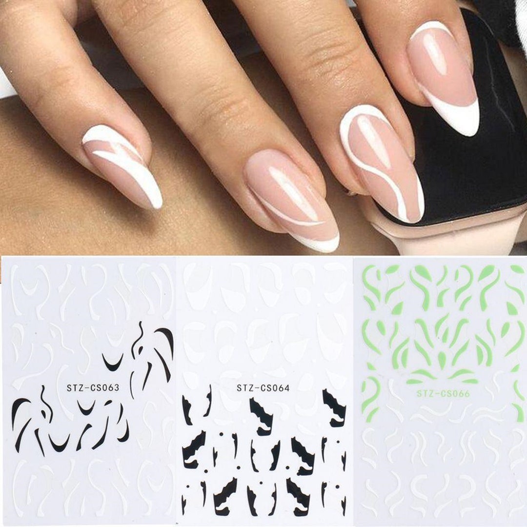 Nail Art Stickers Transfers Decals Neon Green White Black Crackle ...