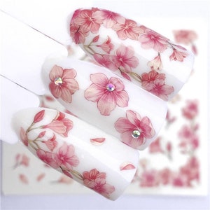 Nail Art Water Decals Stickers Transfers Pink Spring Summer Flowers Floral Petals Tulips (3116)