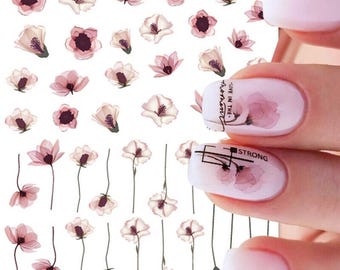Nail Art Stickers Decals Transfers Spring Summer Flowers Floral (DP1409)