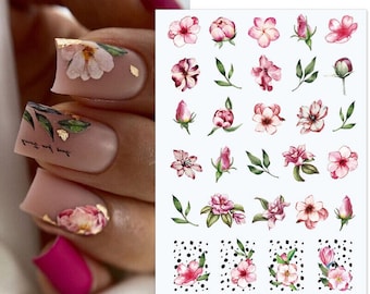 Nail Art Water Decal Stickers - Spring/Summer Floral & Fern Designs (Pack Of 28 Sheets)